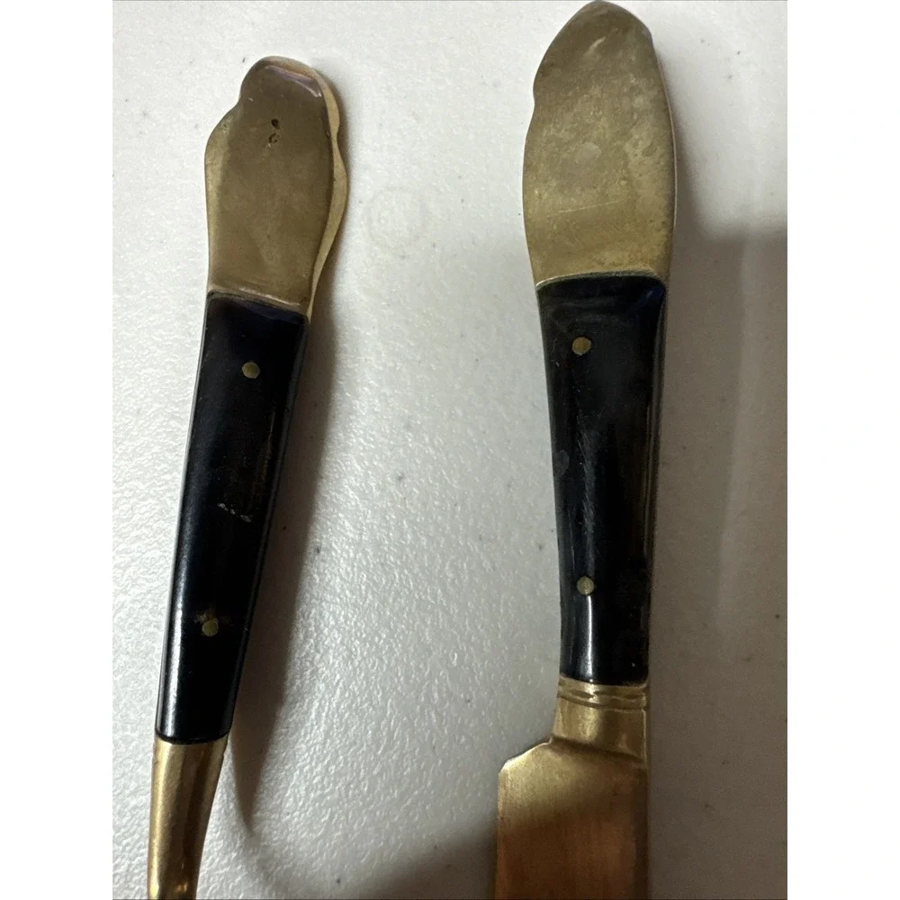 Siam Thailand Praying Buddha Brass Wood Fork Knife‎ 6